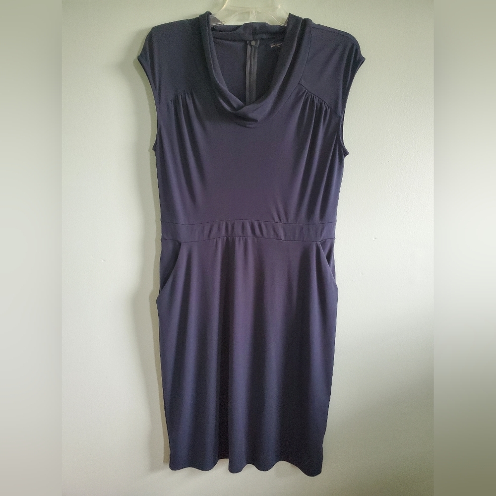 Banana Republic Cowl Neck Midi Dress in Deep Blue